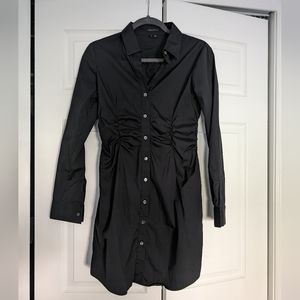 THEORY RUCHED BLACK BUTTON DOWN DRESS